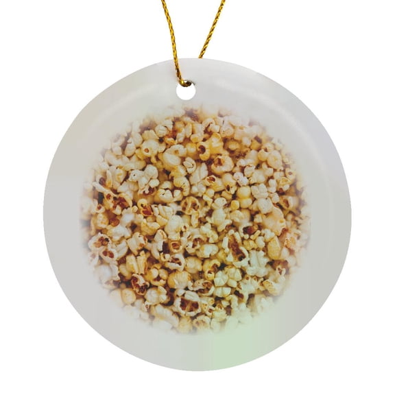 3drose, Fresh Popcorn Behind the Glass, Circle Porcelain Ornament