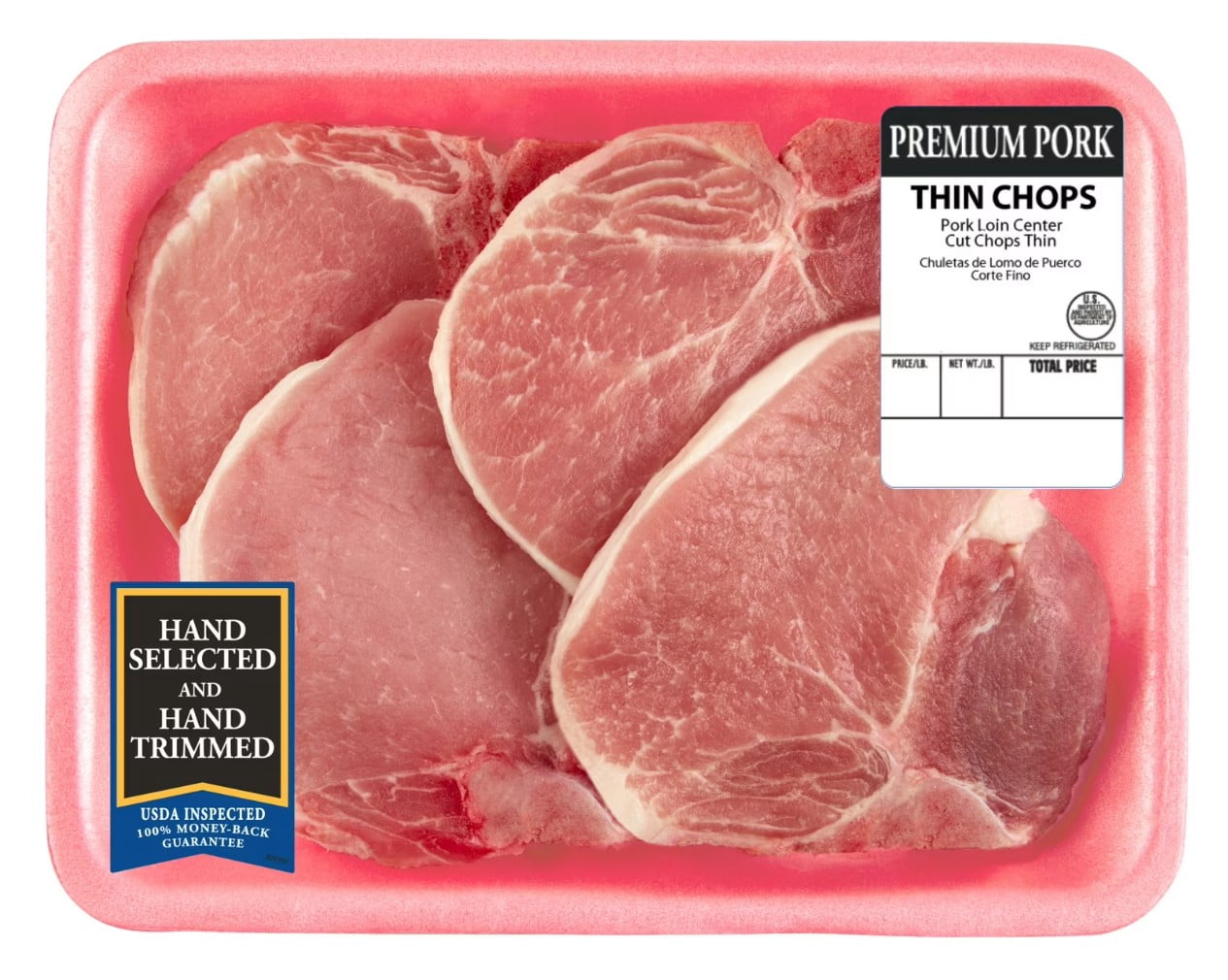 Fresh Pork Loin Center Cut Chops, Thin 1.25 - 2.0 lbs