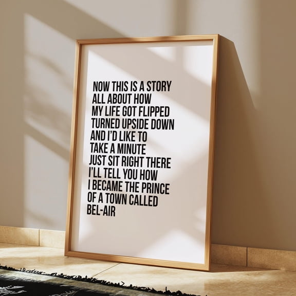 Fresh Prince Lyrics Poster 90S Retro Rap Wall Art, 16x24 UNFRAMED