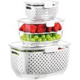 thumbnail image 1 of Fresh Produce Vegetable Fruit Storage Containers 3Piece Set, BPA-free Fridge Storage Container, Partitioned Salad Container, Fridge Organizers, Used in Storing Fruits Vegetables, Gray, 1 of 15