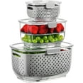 thumbnail image 1 of Fresh Produce Vegetable Fruit Storage Containers 3Piece Set, BPA-free Fridge Storage Container, Partitioned Salad Container, Fridge Organizers, Used in Storing Fruits Vegetables, Gray, 1 of 7