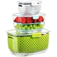thumbnail image 1 of Fresh Produce Vegetable Fruit Storage Containers 3Piece Set, BPA-free Fridge Storage Container, Partitioned Salad Container, Fridge Organizers, Used in Storing Fruits Vegetables, Gray, 1 of 15