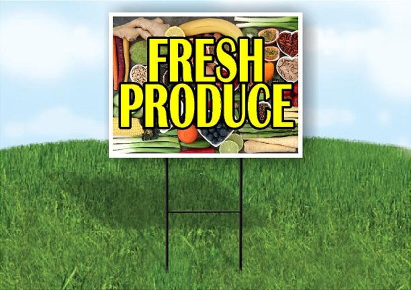 Producing Rods Signages Fresh Produce Yard Sign Road Sign (Excluding Stand) SIZE: 8