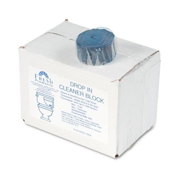 Fresh Products Drop-In Tank Non-Para Cleaner Block, Unscented, Blue, 24/Box, 3 Boxes/Carton