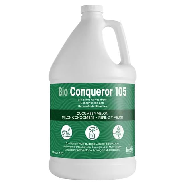 Fresh Products FRS1BWBCMFEA 1 gal Bio-Conqueror 105 Cucumber Melon Clear Concentrate Liquid Odor Eliminator