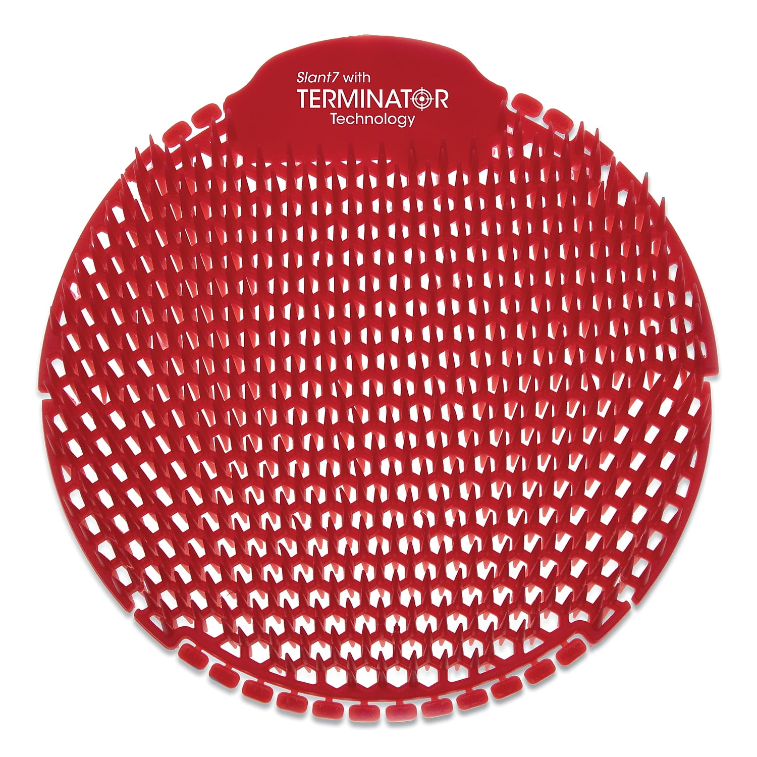 Slant7 with Terminator Urinal Screen, Evergreen Scent, Red, 30/Carton Slant7 with Terminator Urinal Screen, Evergreen Scent, Red, 30/Carton