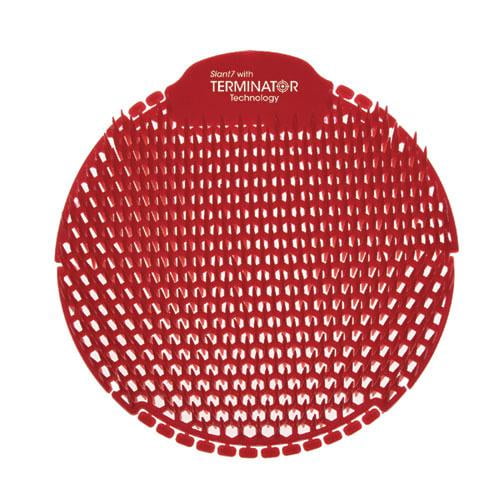 Fresh Products Slant7 with Terminator Urinal Screen, Evergreen Scent, Red, 5/Box