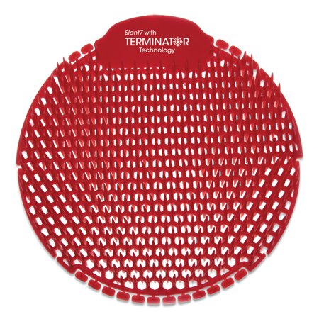 Fresh Products Slant7 with Terminator Urinal Screen Evergreen Scent, Red, 30/Carton