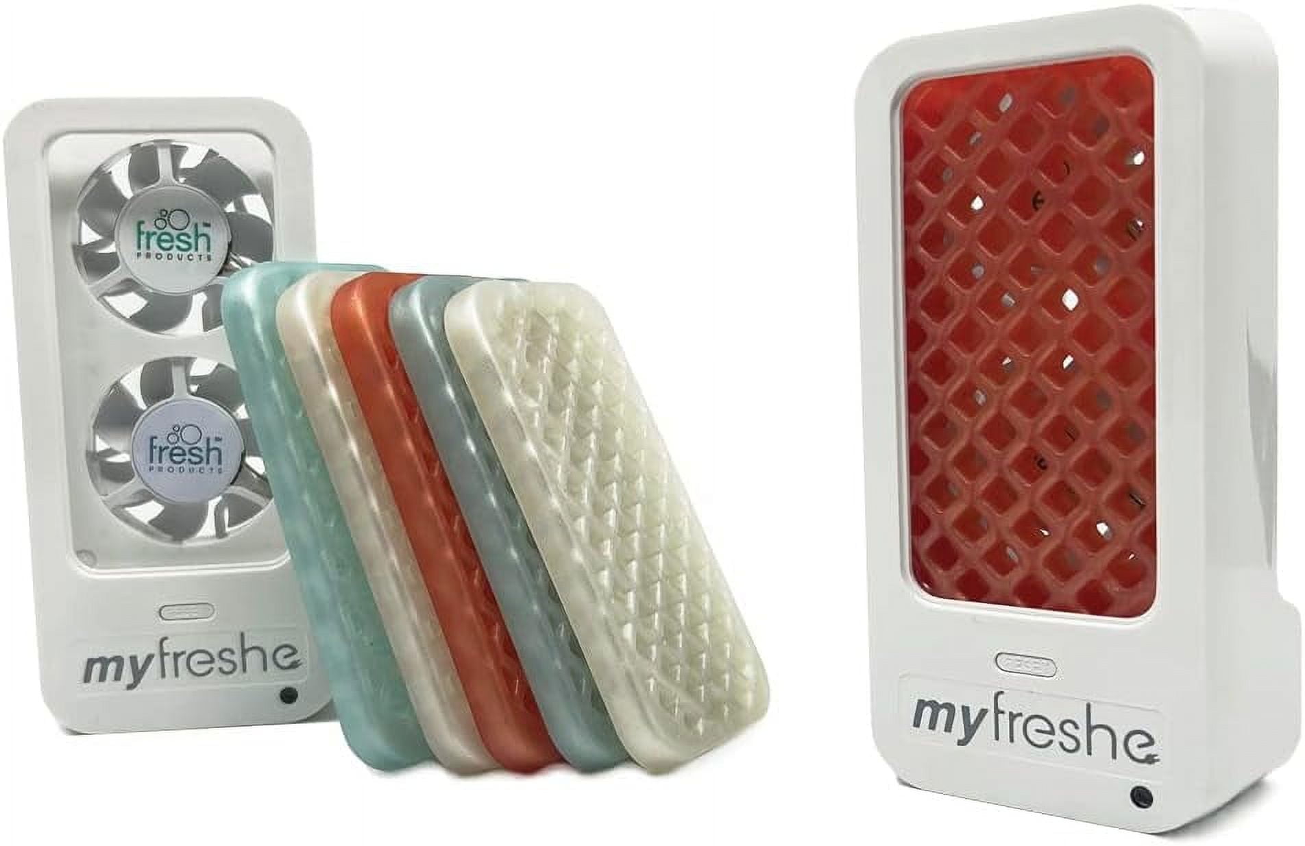 Fresh Products myfreshe Plug-in Air Freshener, Worry-free No Heat, No Glass, Dry Fragrance Refills, Made in the USA - Starter Kit w/ 2 Dispensers and 3 Fragrances