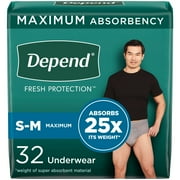 Fresh Protection Adult Incontinence Disposable Underwear for Men - Maximum Absorbency - S/M - Gray - 32ct