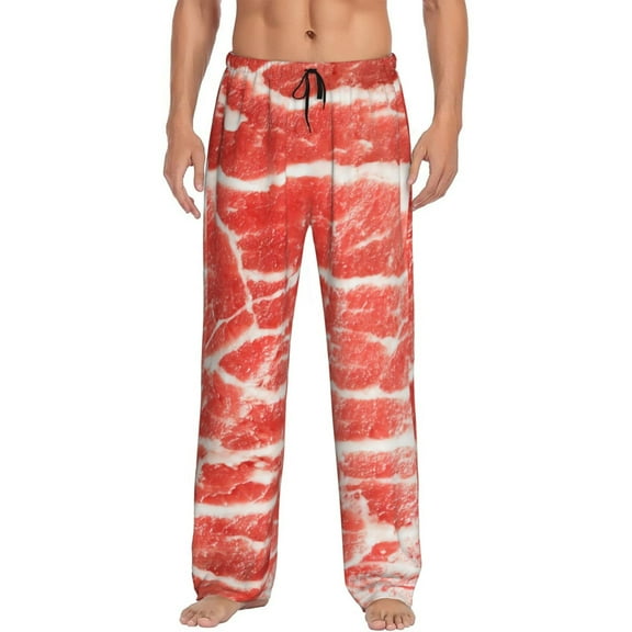 Fresh Raw Lamb Mutton Meat Men's Pajama Pants Soft Breathable Sleep Lounge Pants With Pockets, Elastic Waist Pjs Bottoms For Nightwear & Home 3x-Large