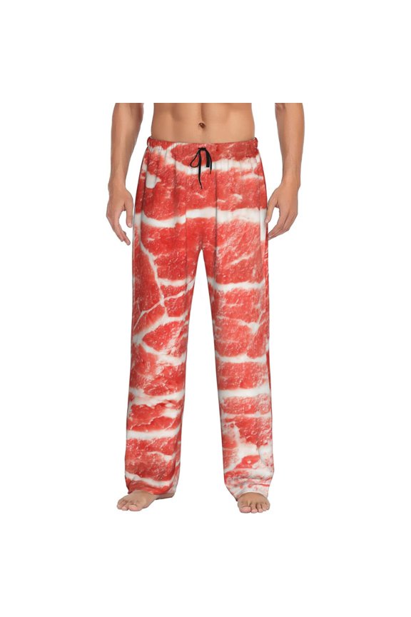 Fresh Raw Lamb Mutton Meat Men's Pajama Pants Soft Breathable Sleep Lounge Pants With Pockets, Elastic Waist Pjs Bottoms For Nightwear & Home Xx-Large