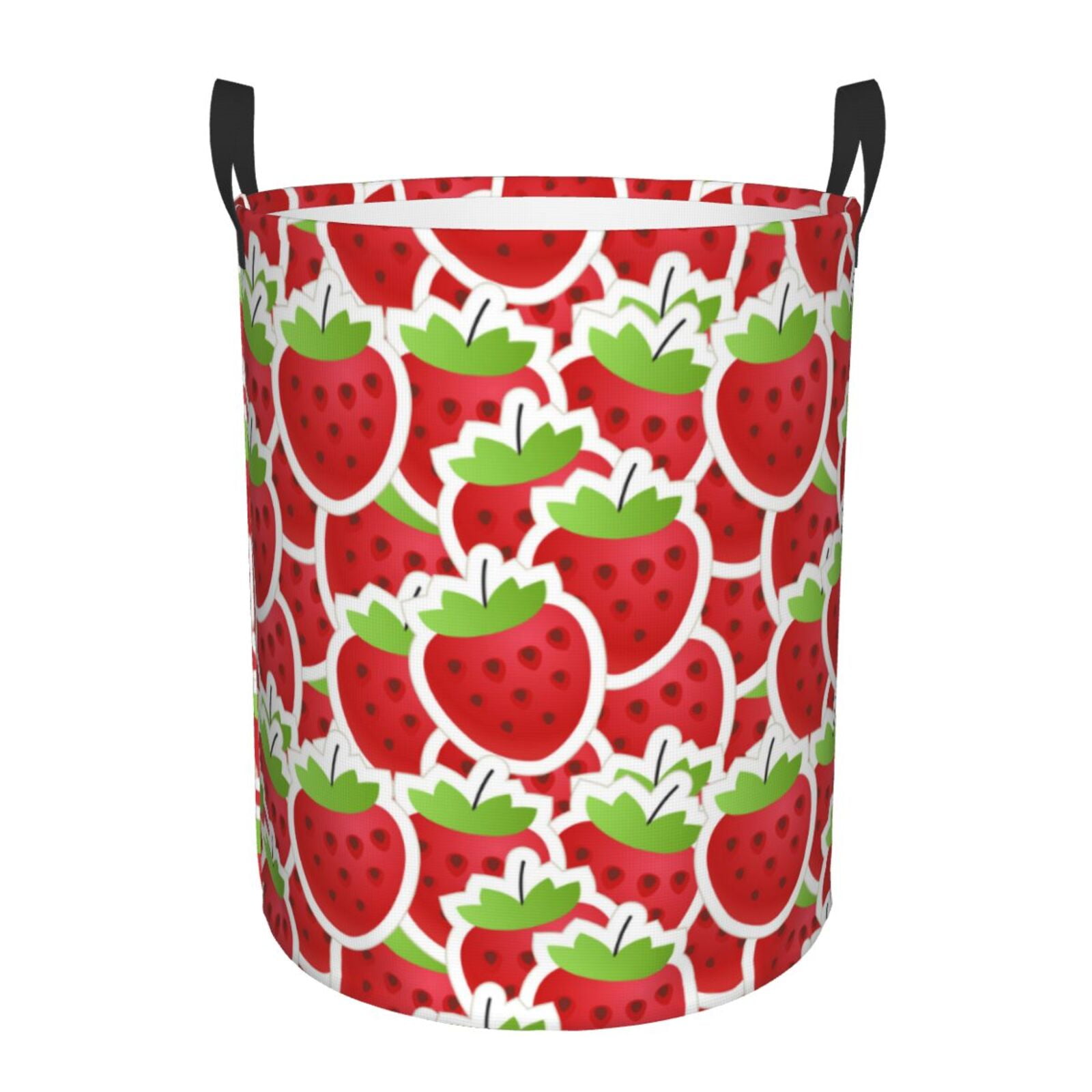 Fresh Red Strawberry Laundry Basket Freestanding Large Waterproof