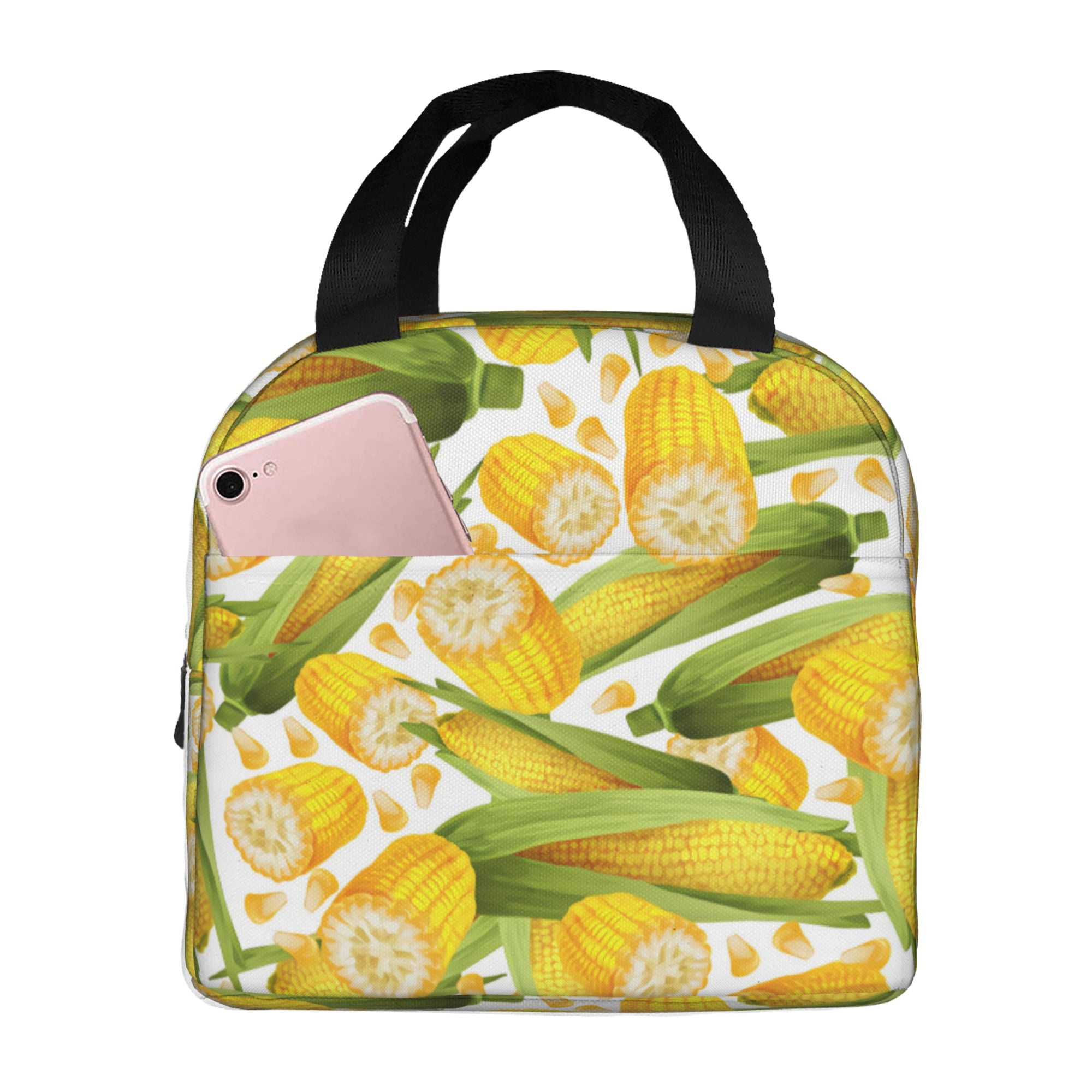 Fresh Ripe Corn Cobs Pattern Lunch Bag Reusable Insulated Tote Box ...