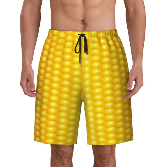 Fresh Ripe Corn Cobs Pattern Men'S Beach Pants Quick Dry Short Swim Trunks With With Pockets And Mesh Lining Swimwear Beach Bathing Shorts Large