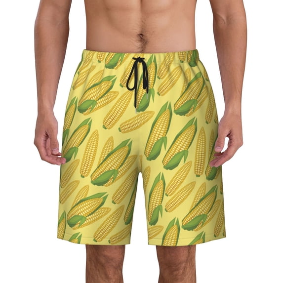 Fresh Ripe Corn Cobs Pattern Men'S Beach Pants Quick Dry Short Swim Trunks With With Pockets And Mesh Lining Swimwear Beach Bathing Shorts Medium
