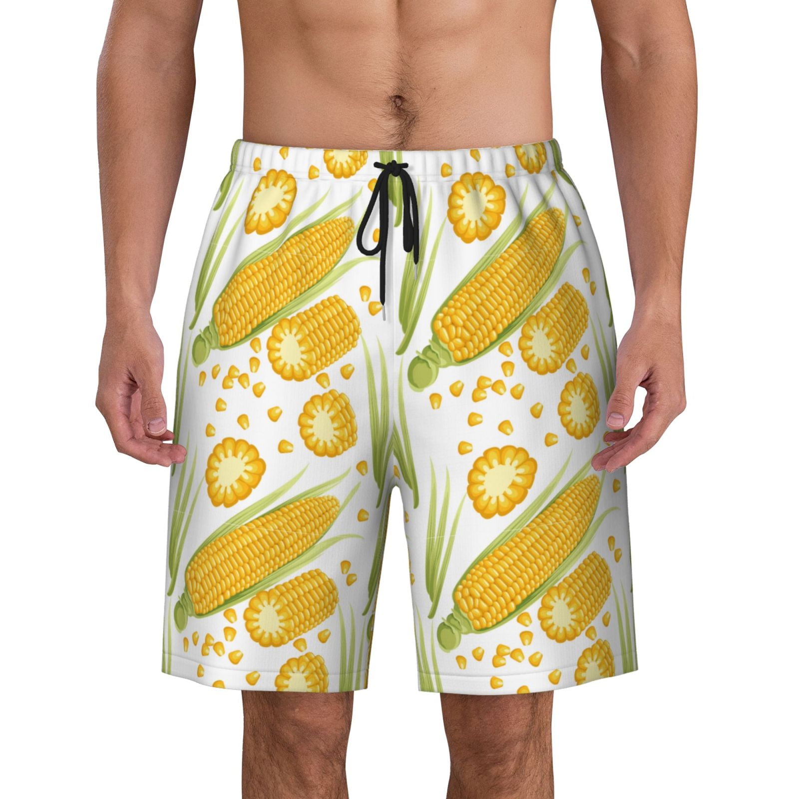 Fresh Ripe Corn Cobs Pattern Men'S Beach Pants Quick Dry Swim Trunks ...