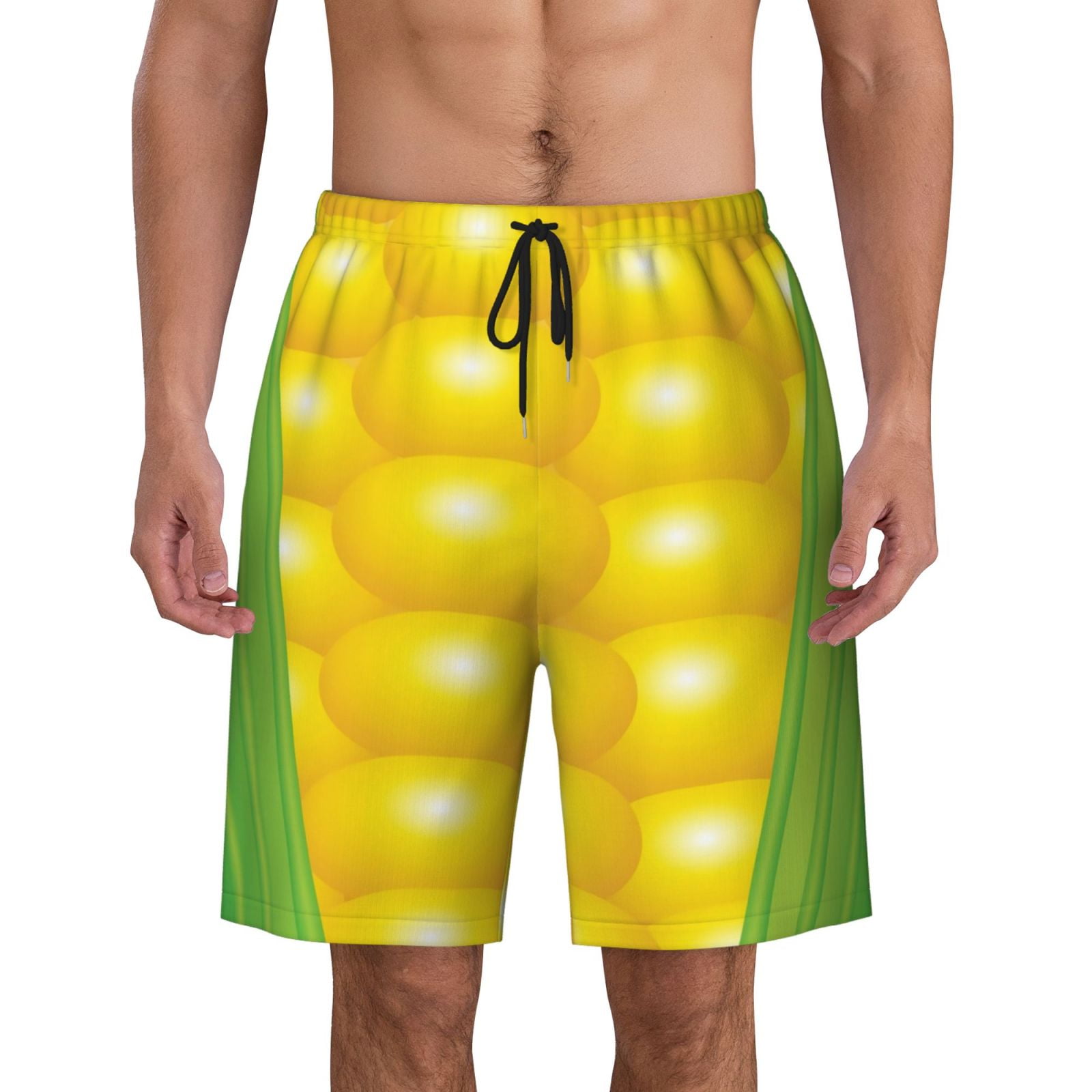 Fresh Ripe Corn Cobs Pattern Men's beach shorts are soft and ...