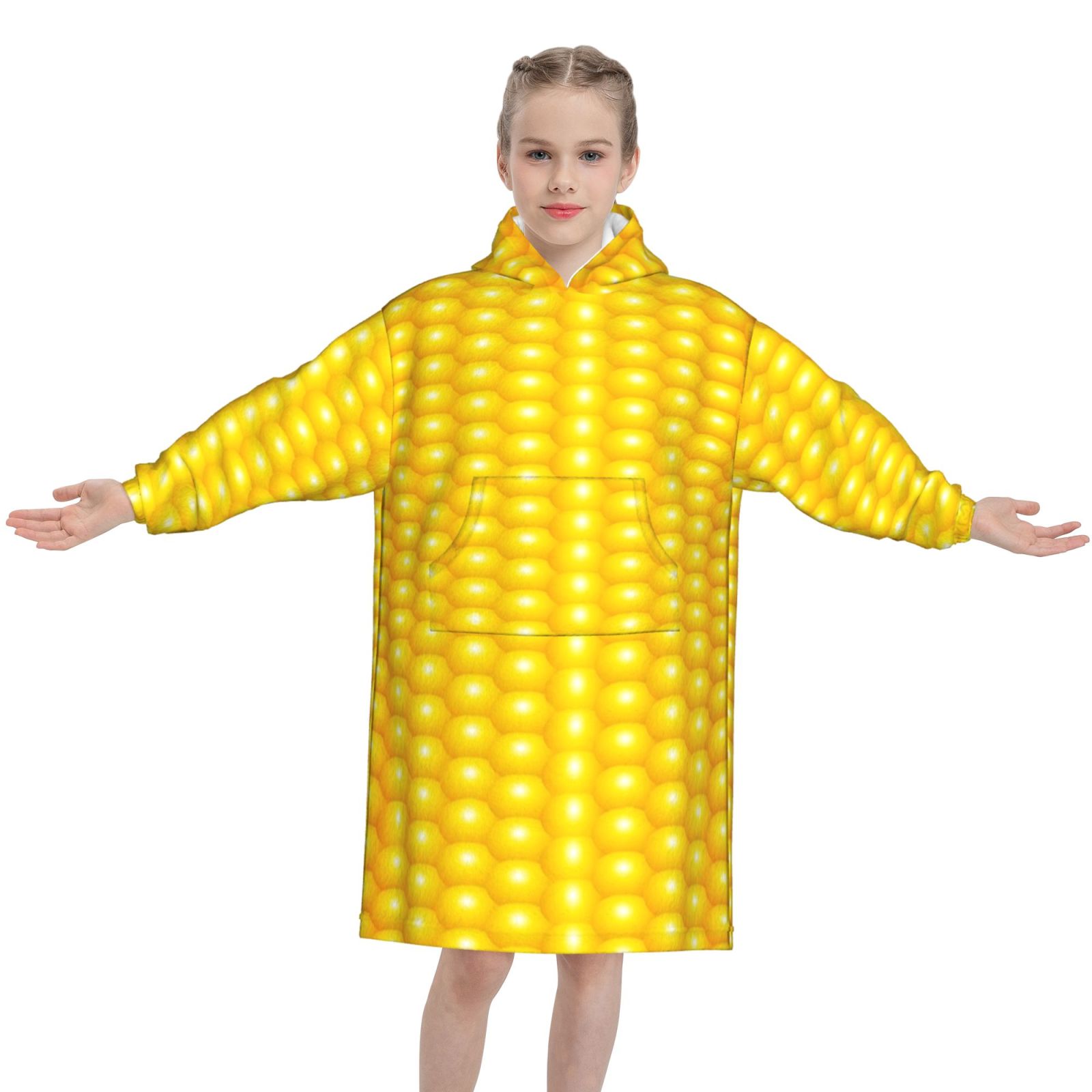 Fresh Ripe Corn Cobs Pattern Oversized Blanket Hoodie Wearable Blanket