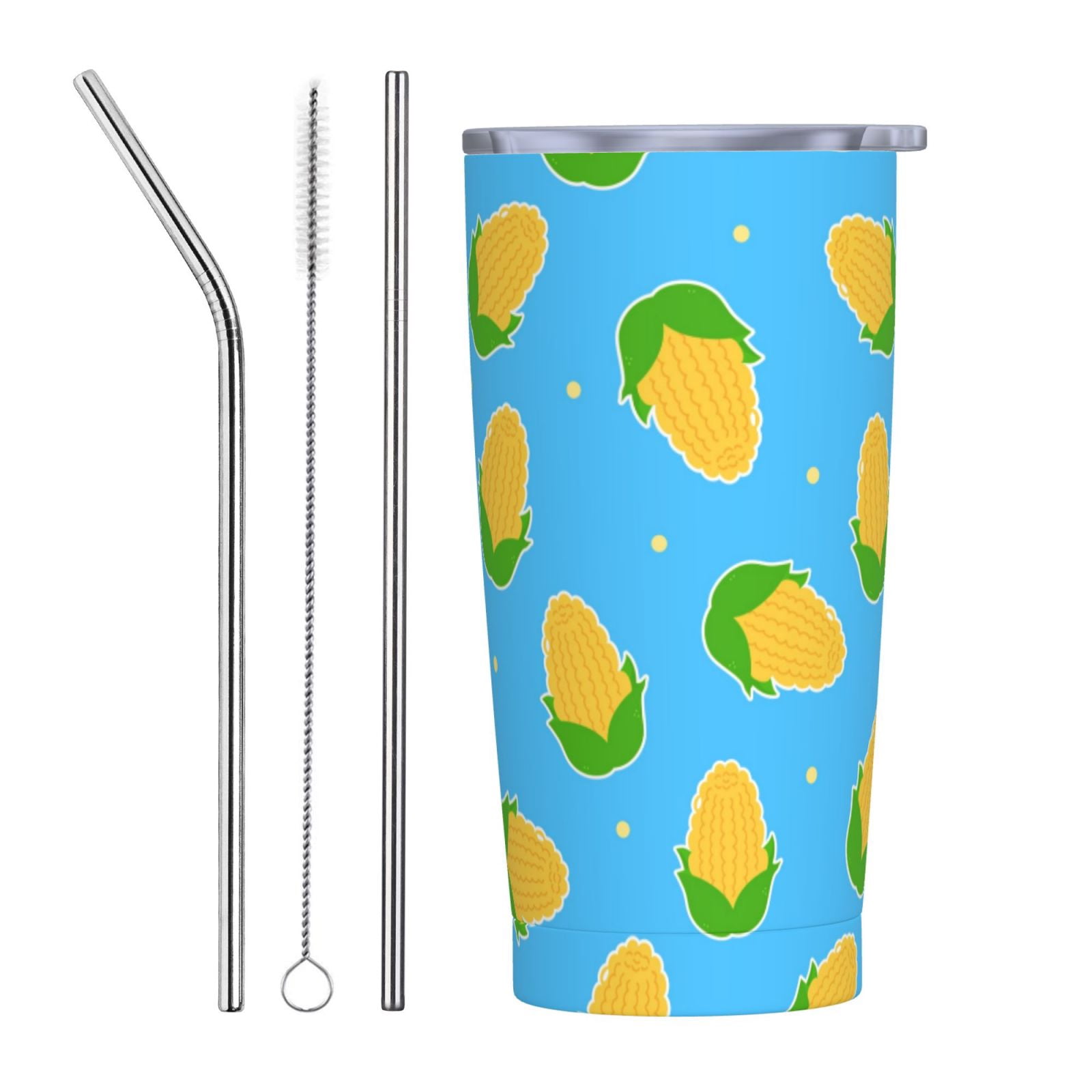 Fresh Ripe Corn Cobs Pattern Stainless Steel Tumbler with Lid 20 oz ...