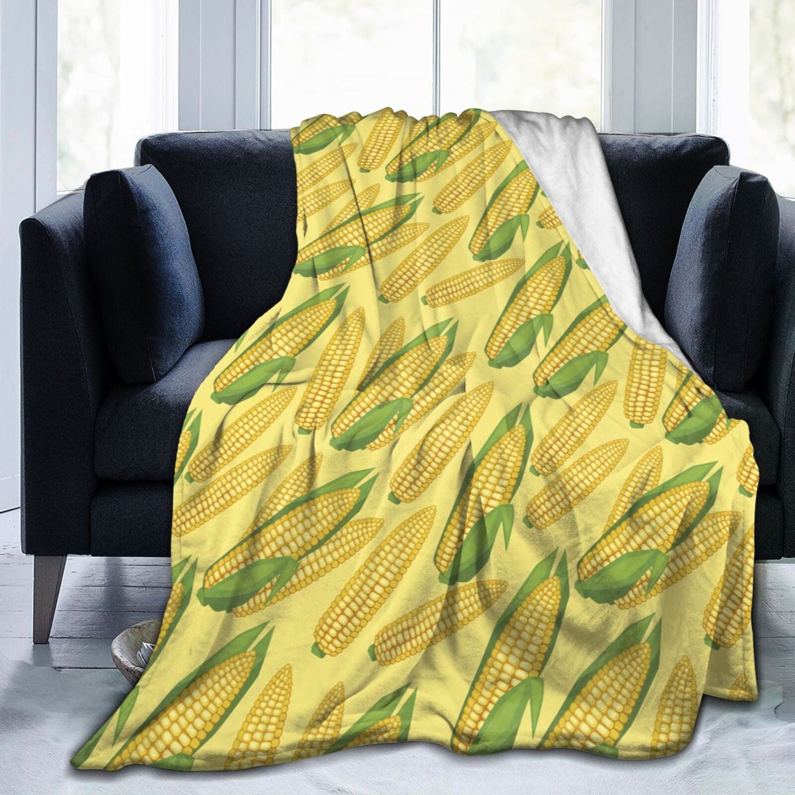 Fresh Ripe Corn Cobs Pattern Throw Blanket Soft Cozy Warm Durable Fuzzy ...
