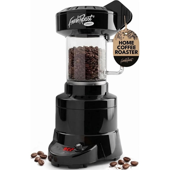 Fresh Roast SR800 Coffee Roaster – Roast Coffee at Home – Variable Heat and Fan Control – Digital Display – Roasts 6–8 oz (170–226g) Per Batch – Easy to Use – Fast Roast Time
