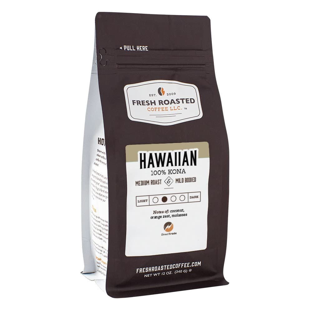 Fresh Roasted Coffee, 100 Hawaiian Kona, 12 oz, Medium Roast, Kosher