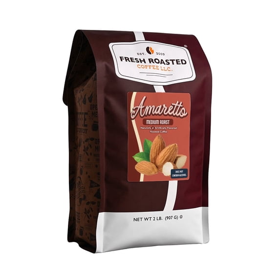 Fresh Roasted Coffee, Amaretto Flavored Coffee Drip Ground, 32 oz 2 lbs