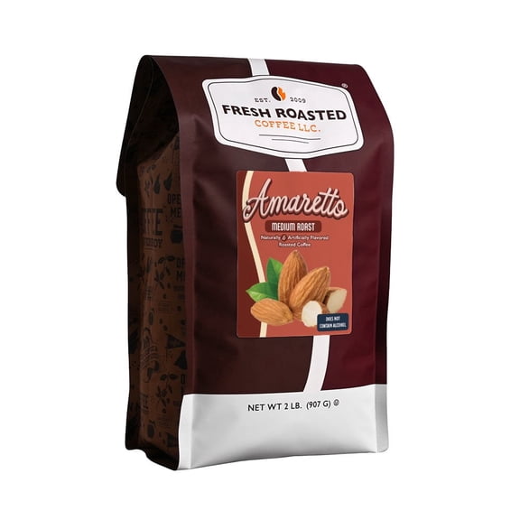Fresh Roasted Coffee, Amaretto Flavored Coffee Drip Ground, 32 oz 2 lbs