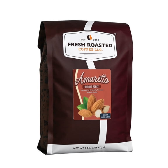 Fresh Roasted Coffee, Amaretto Flavored Coffee Whole Bean, 80 oz 5 lbs