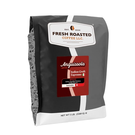 Fresh Roasted Coffee, Anguissola Italian Craft Coffee, Med-Dark Roast, Whole Bean, 80 oz 5 lbs