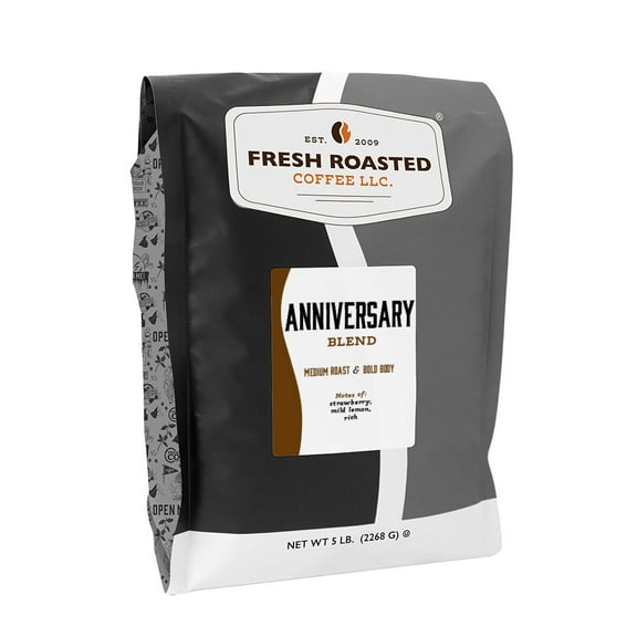 Fresh Roasted Coffee, Anniversary Blend, Medium Roast, Whole Bean, 80 oz 5 lbs
