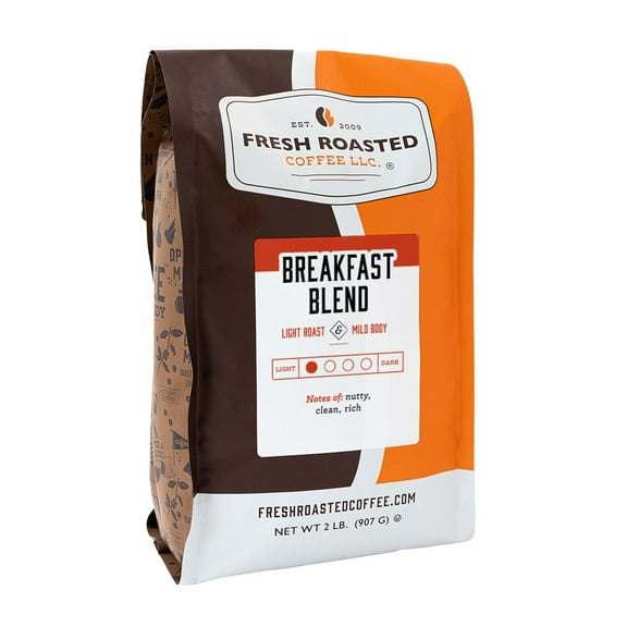 Fresh Roasted Coffee, Breakfast Blend Coffee, Light Roast, Whole Bean, 32 oz 2 lbs