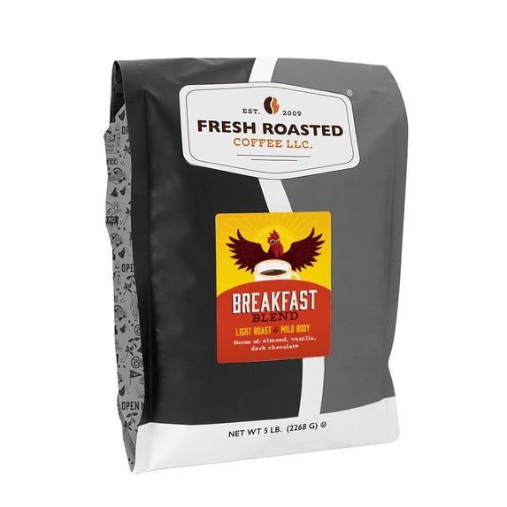 Fresh Roasted Coffee, Breakfast Blend Coffee, Light Roast, Whole Bean, 80 oz 5 lbs