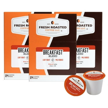 Fresh Roasted Coffee, Breakfast Blend Coffee Pods, Light Roast, K-cup Compatible, 72 Count