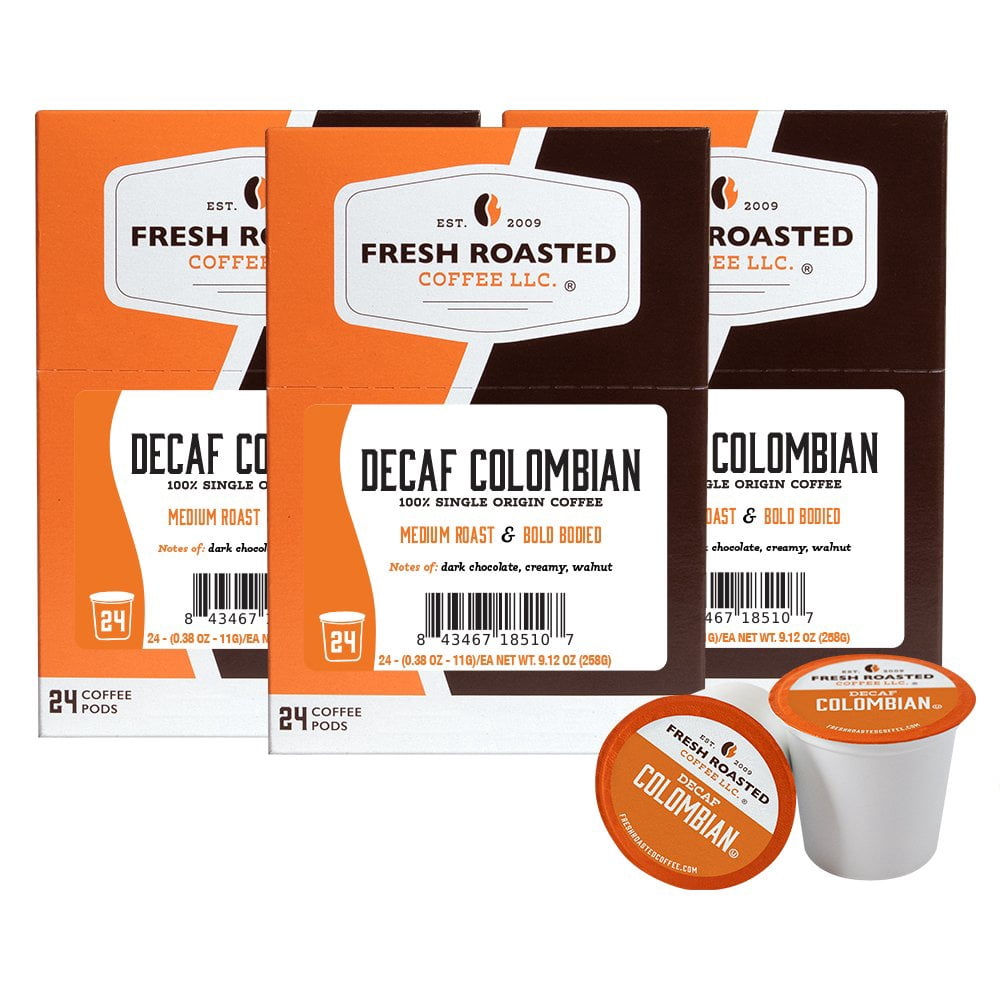 Fresh Roasted Coffee, Colombian Decaf, Medium Roast, K-cup Compatible, 72 Count
