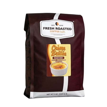 Fresh Roasted Coffee, Creme Brulee Flavored Coffee Whole Bean, 80 oz 5 lbs