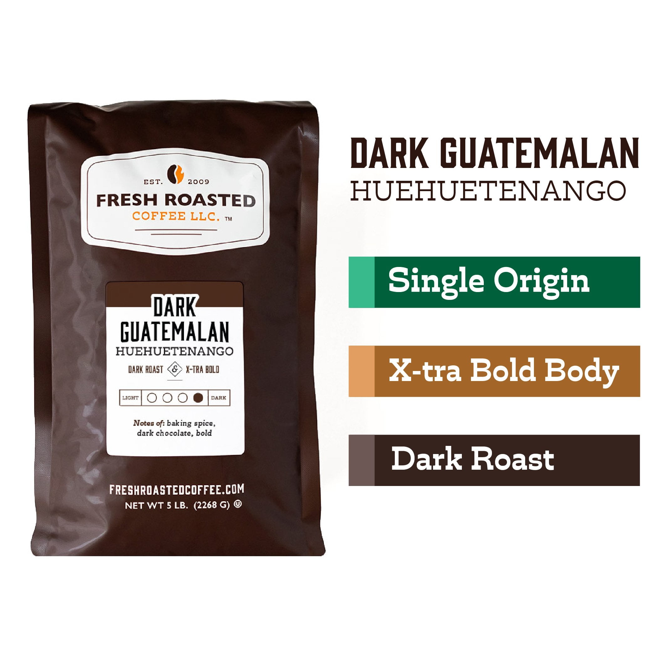 Gallery Detail: Fresh Roasted Coffee Dark Guatemalan Coffee Dark Roast Whole Bean