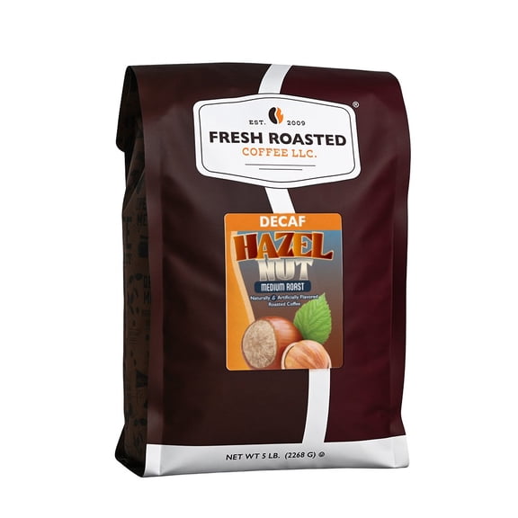 Fresh Roasted Coffee, Decaf Hazelnut Flavored Coffee Whole Bean, 80 oz 5 lbs