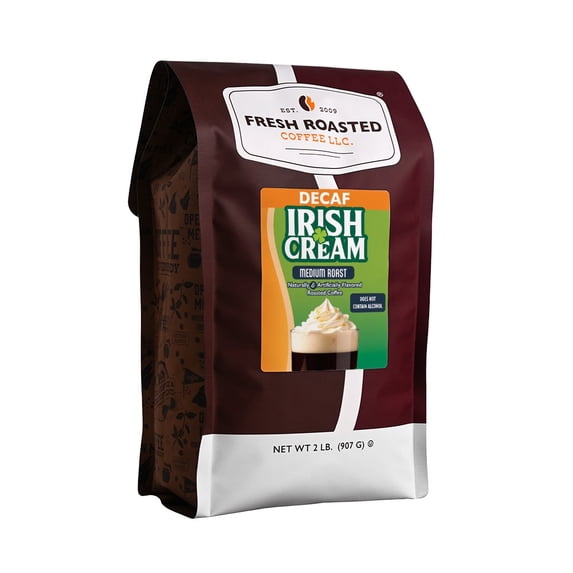 Fresh Roasted Coffee, Decaf Irish Cream Flavored Coffee Drip Ground, 32 oz 2 lbs