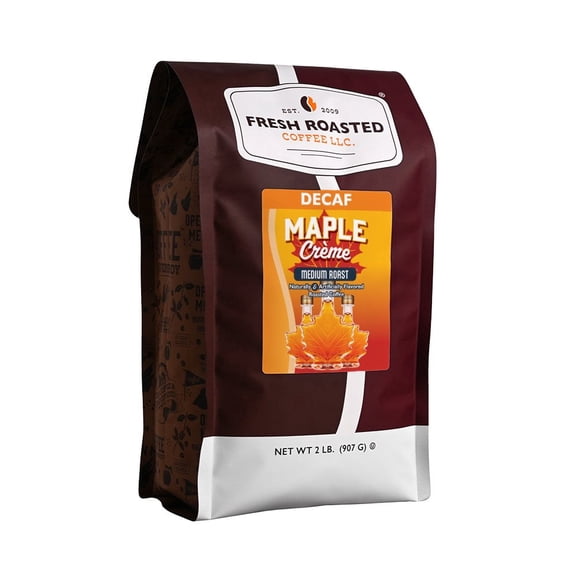 Fresh Roasted Coffee, Decaf Maple Creme Flavored Coffee, Drip Ground, 32 oz 2 lbs