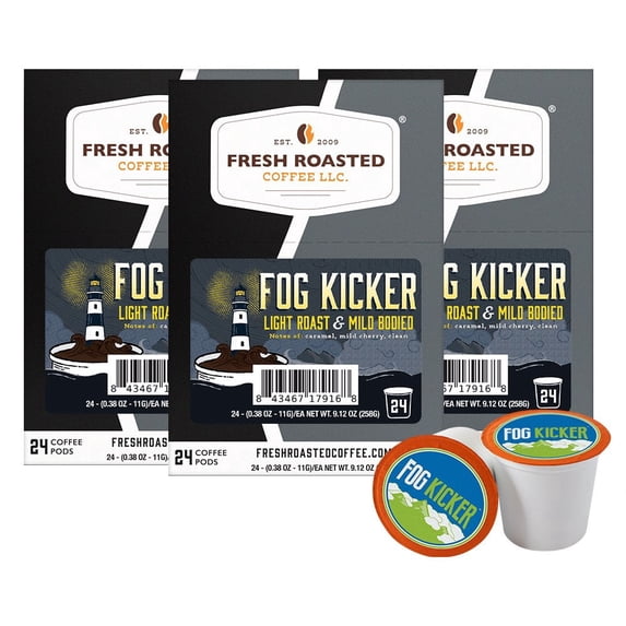Fresh Roasted Coffee, Fog Kicker Coffee Pods, Light Roast, K-cup Compatible, 72 Count