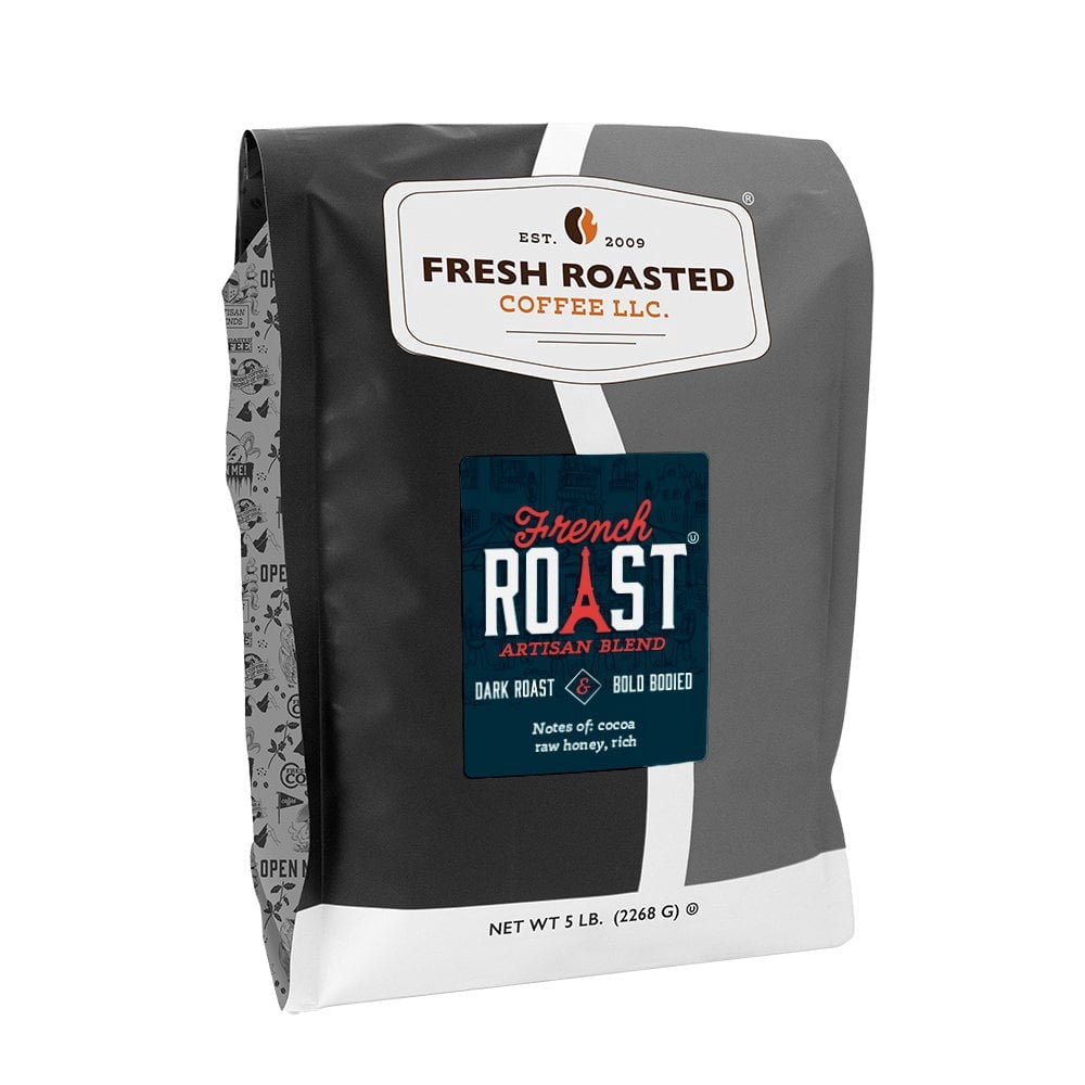 Fresh Roasted Coffee, French Roast Blend Coffee, Dark Roast, Whole Bean, 80 oz 5 lbs