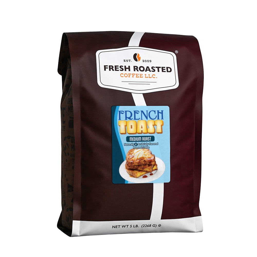 Fresh Roasted Coffee, French Toast Flavored Coffee  Whole Bean, 80 oz 5 lbs
