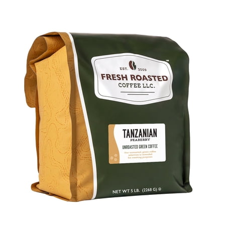 Fresh Roasted Coffee, Unroasted Tanzanian Peaberry Aviv Estate Coffee Beans, 80 oz