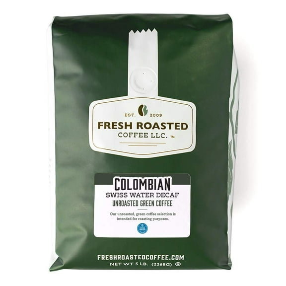 Fresh Roasted Coffee, Unroasted Colombian Swiss Water Decaf Coffee Beans, 80 oz
