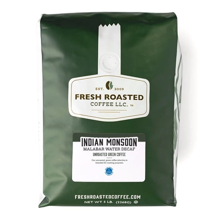 Fresh Roasted Coffee, Green Indian Monsoon Malabar Decaf Coffee Beans, 80 oz