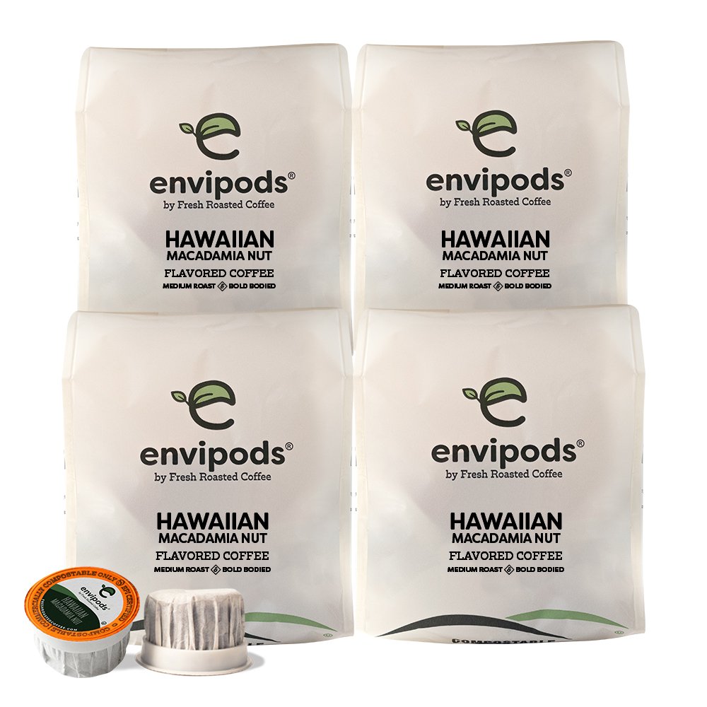 Fresh Roasted Coffee Hawaiian Macadamia Nut Flavored Coffee 48 Kcup Compatible envipods