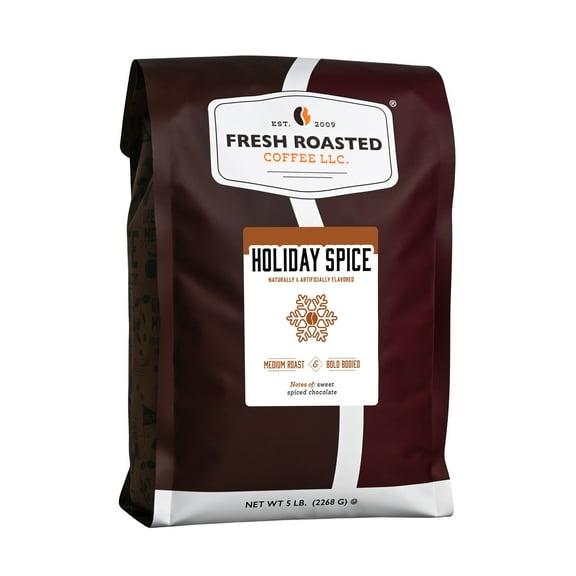 Fresh Roasted Coffee, Holiday Spice Flavored Coffee  Whole Bean, 80 oz 5 lbs