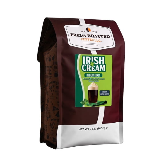Fresh Roasted Coffee, Irish Cream Flavored Coffee Drip Ground, 32 oz 2 lbs